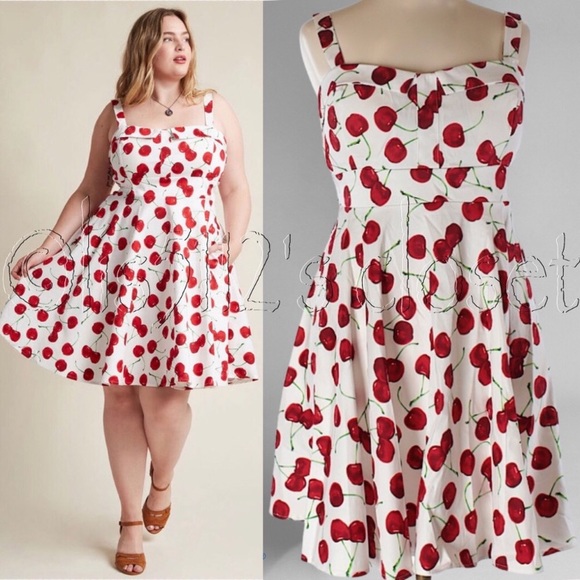 ModCloth iXiA Pull Up a Cherry A-Line Swing Dress - Picture 3 of 16